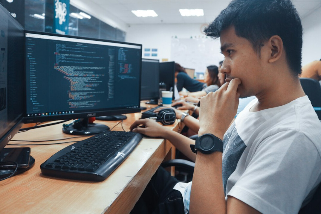 career changer at computer