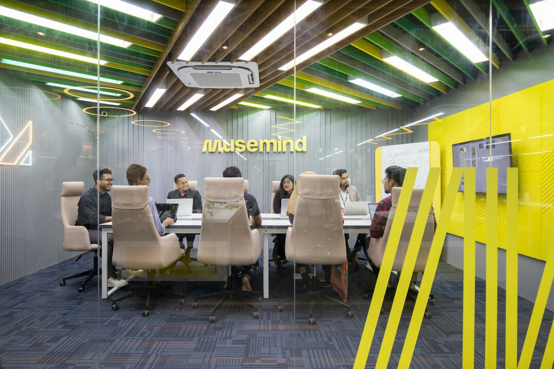 team meeting in tech company