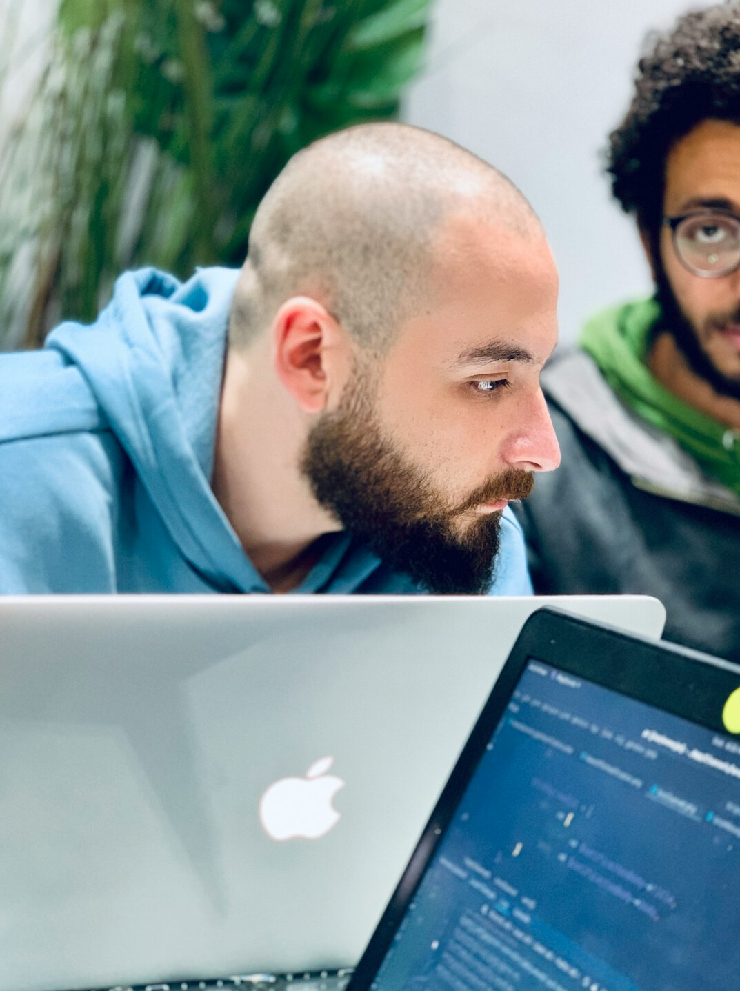 croatian student coding on laptop