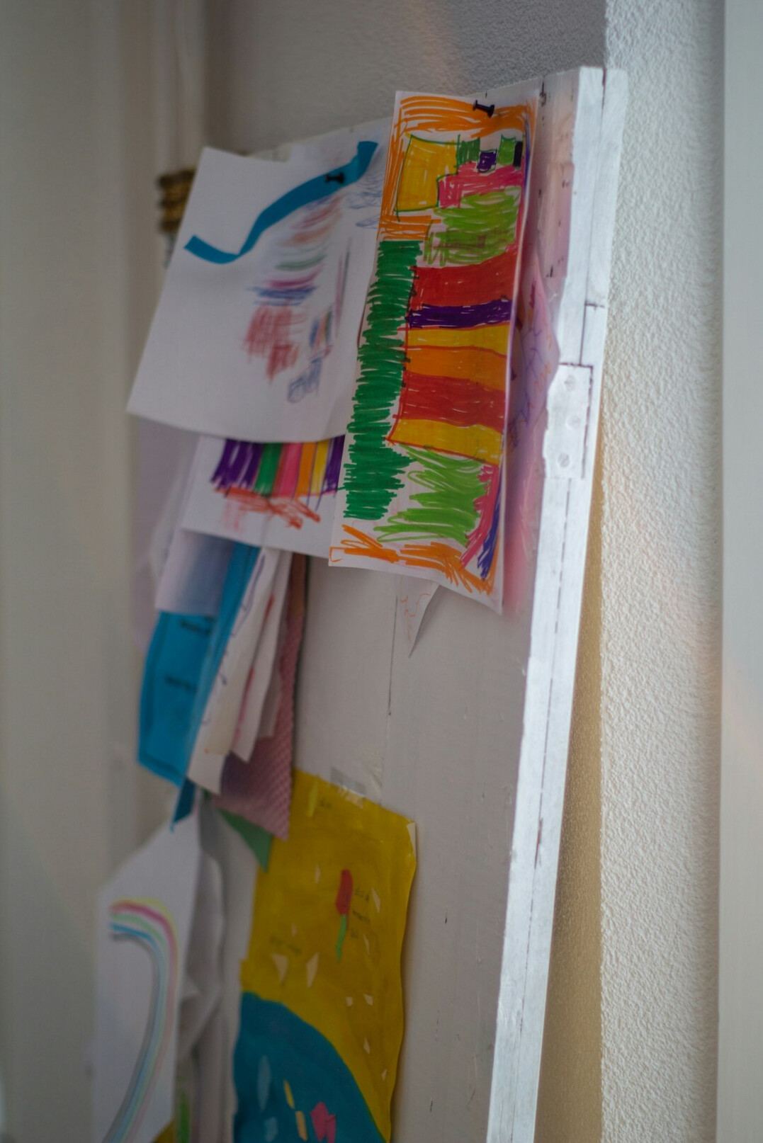 Whiteboard with diagrams and colorful sticky notes