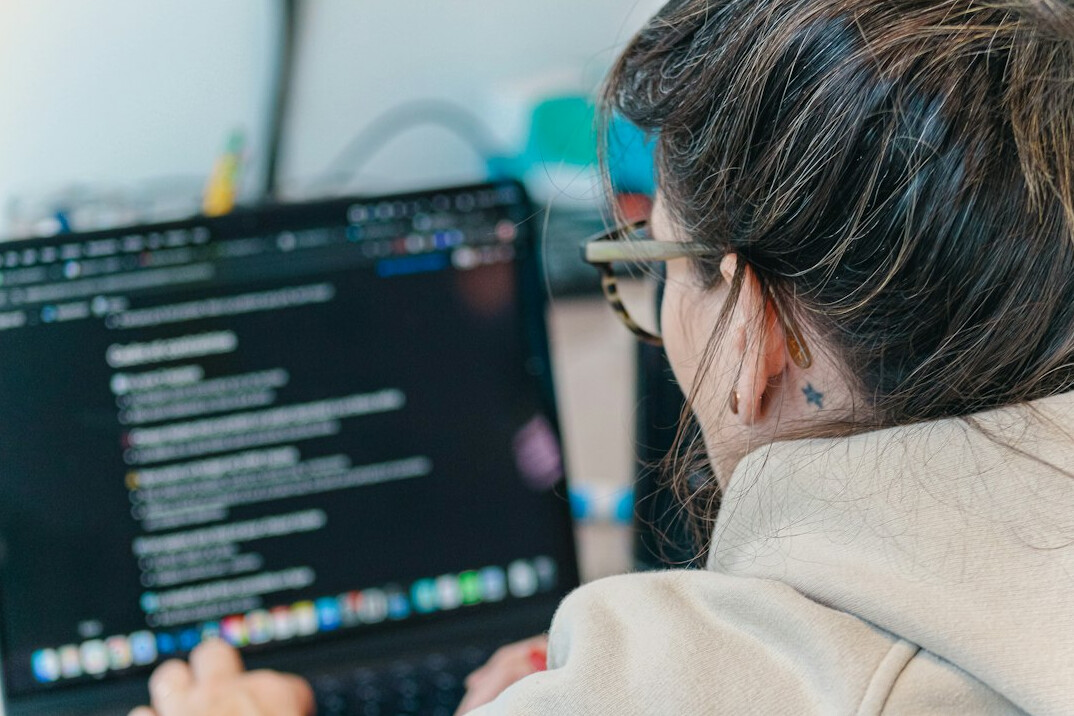 group of students in coding class